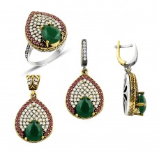 Gümüş Otantik Taşlı Set